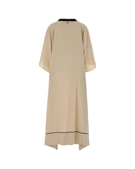 Agnona Natural Beige Linen Kaftan
