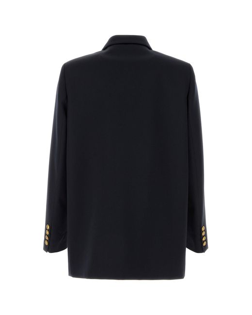 Valentino Garavani Black Navy Blue Wool Blazer for men