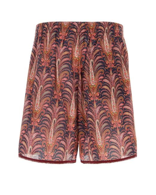 Valentino Garavani Red Printed Cotton Bermuda Shorts for men