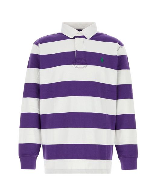 Polo Ralph Lauren Purple Embroidered Cotton Polo Shirt for men