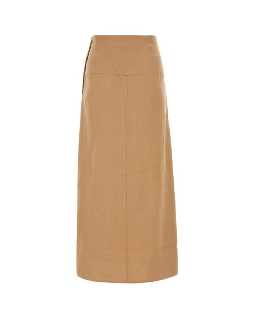 LeKasha Natural Camel Linen Skirt