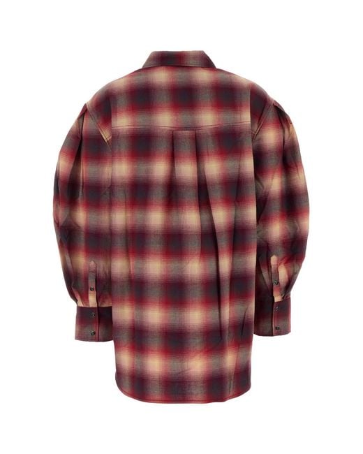 Ganni Embroidered Flannel Oversize Shirt