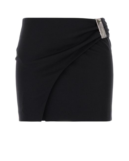 Mini gonna in twill stretch nero di The Attico in Black