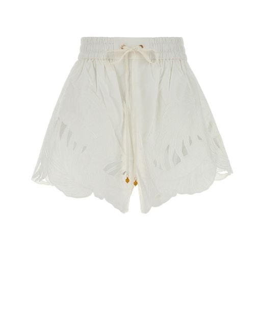 Zimmermann White Poplin Mahon Shorts