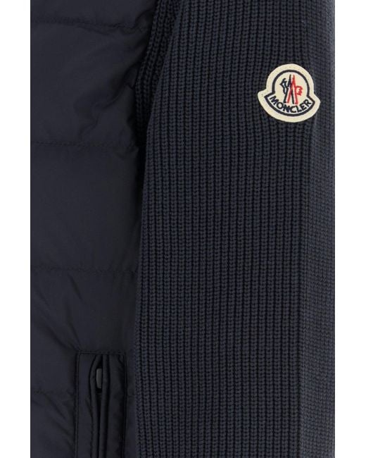 Moncler Navy Blue Cotton Blend Cardigan for men