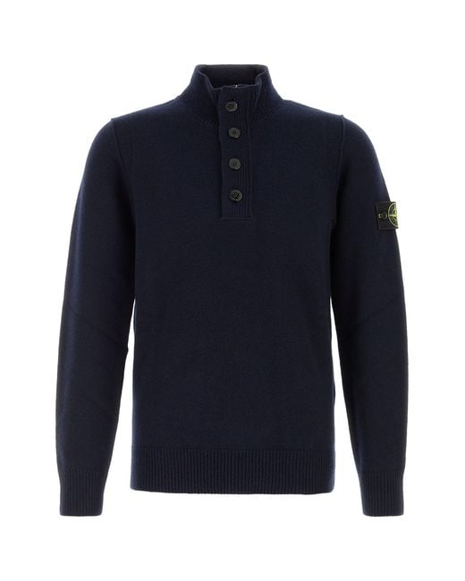 Stone Island Midnight Blue Wool Blend Sweater for men