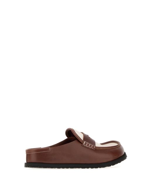 Birkenstock Brown Two-tone Canvas And Nappa Leather Naples Slippers for men