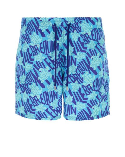 Bermuda mare Moorea in nylon stampato di Vilebrequin in Blue da Uomo