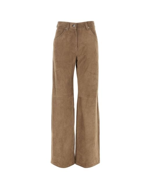 Brunello Cucinelli Natural Biscuit Suede Pant