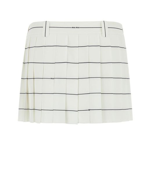 Minigonna A Pieghe di Miu Miu in White
