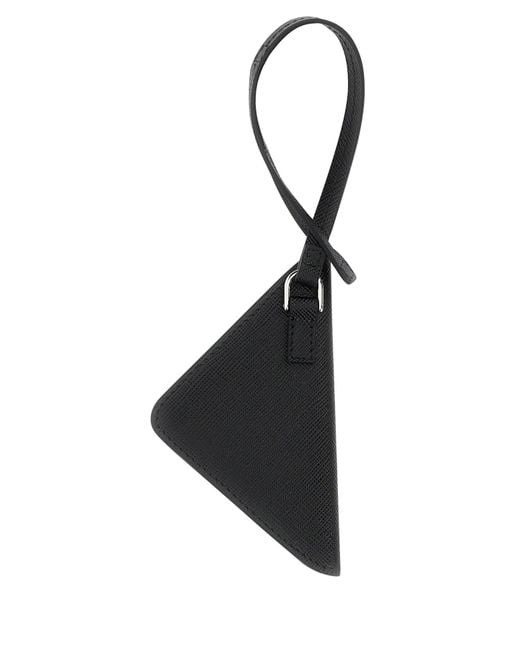 Portanome in pelle nera di Prada in Black da Uomo