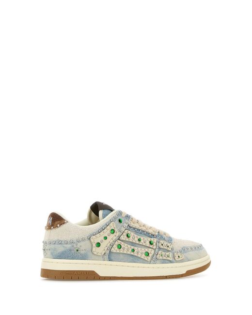 Amiri White Denim Stud Skel Sneakers for men
