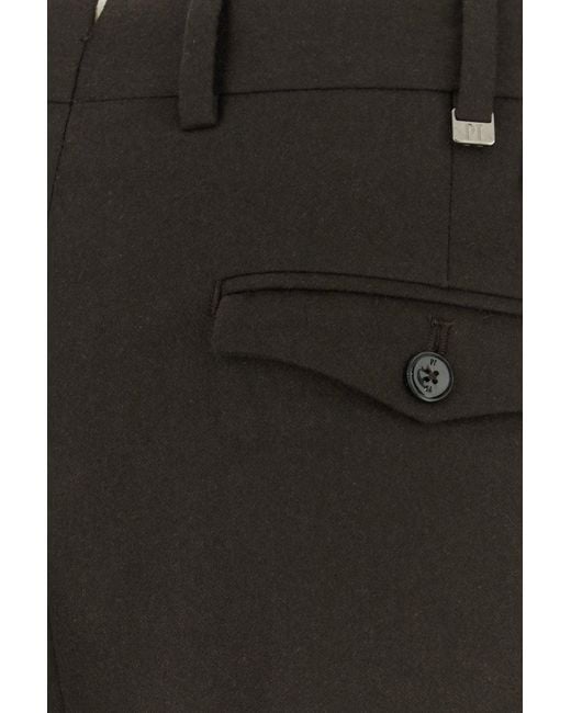 PT Torino Black Dark Brown Stretch Wool Blend Pant for men