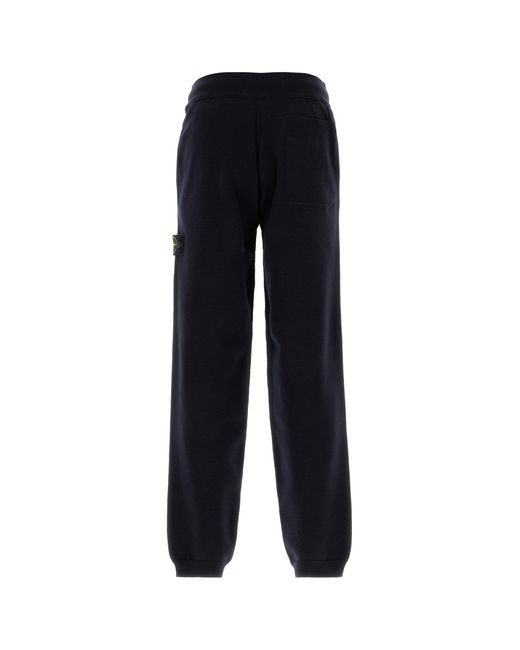 Stone Island Midnight Blue Wool Blend joggers for men