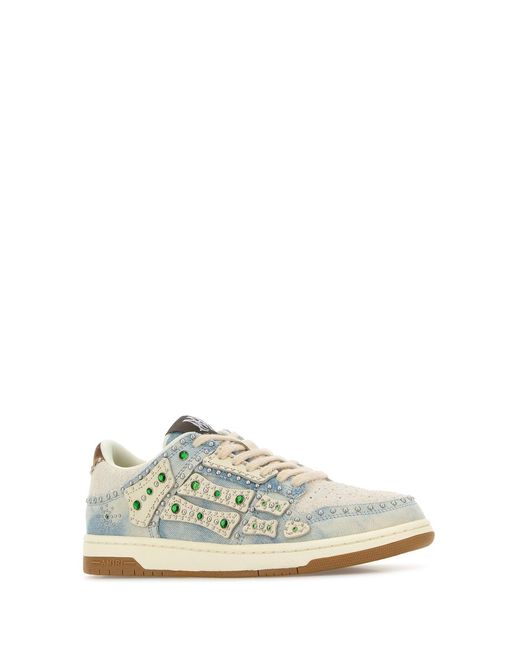Amiri White Denim Stud Skel Sneakers for men