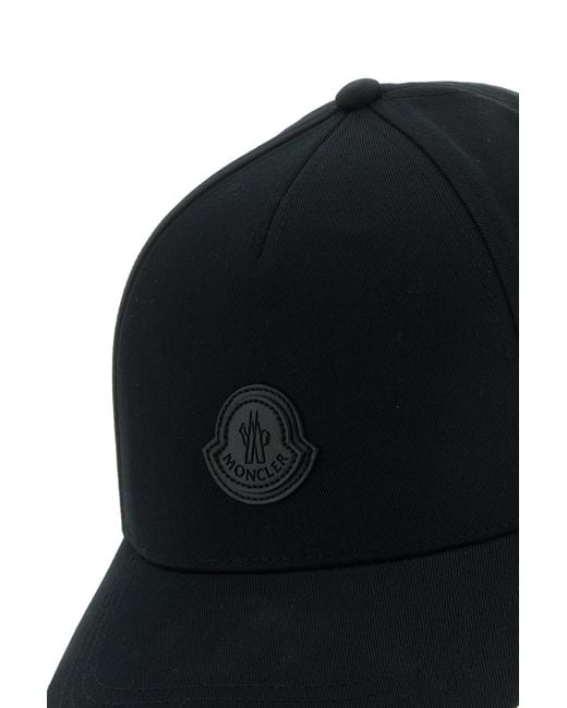 Cappello da baseball in cotone nero di Moncler in Black da Uomo