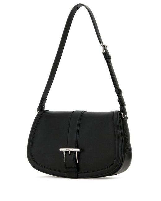 Borsa a tracolla Satchel grande in pelle nera di Alexander McQueen in Black