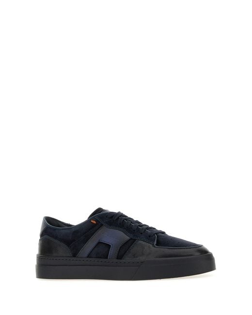 Santoni Black Lace Up Sneakers for men