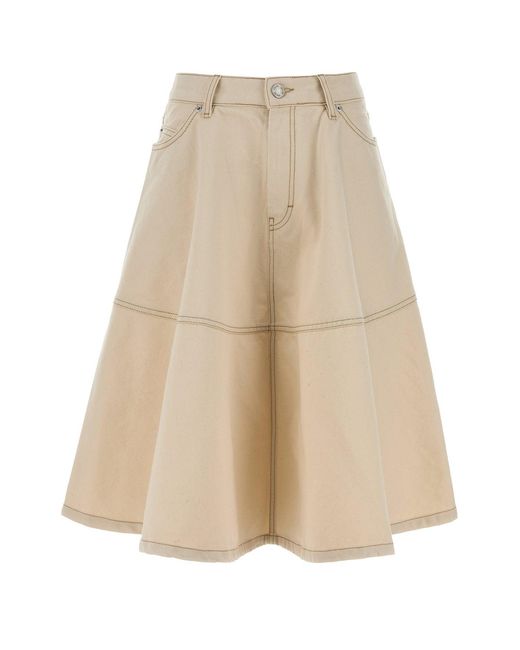 AMI Natural Ami Melange Ivory Denim Skirt