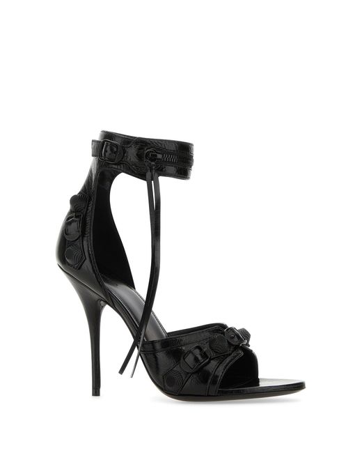 Balenciaga Black Soft Raffia Heeled Sandals