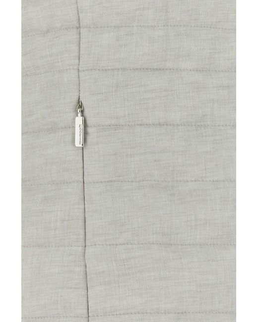 Moorer Gray Light Grey Linen Sleeveless Villan Down Jacket
