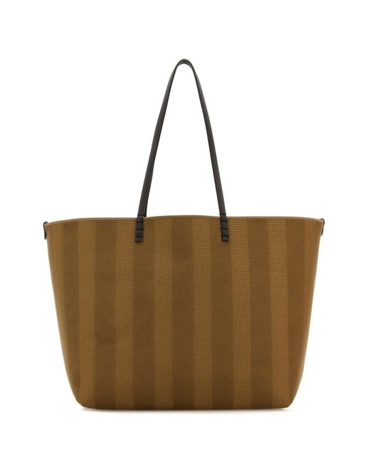 Borsa shopping reversibile Roll grande in tessuto ricamato di Fendi in Brown
