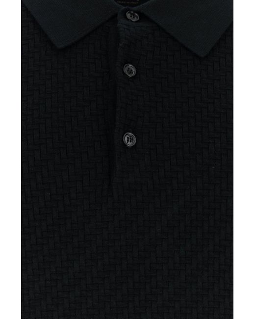 Polo in misto cotone nero di Brioni in Black da Uomo