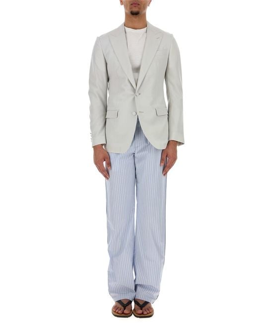 Dolce & Gabbana White Pale Peaked Lapel Blazer for men