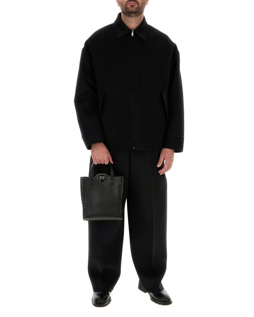 Valentino Garavani Black Wool Blend Oversize Jacket for men