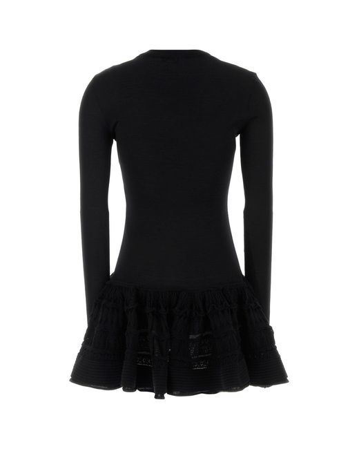 Alaïa Black Stretch Wool Blend Mini Dress