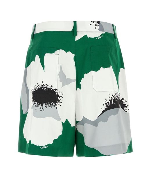 Valentino Garavani Green Printed Cotton Bermuda Shorts for men
