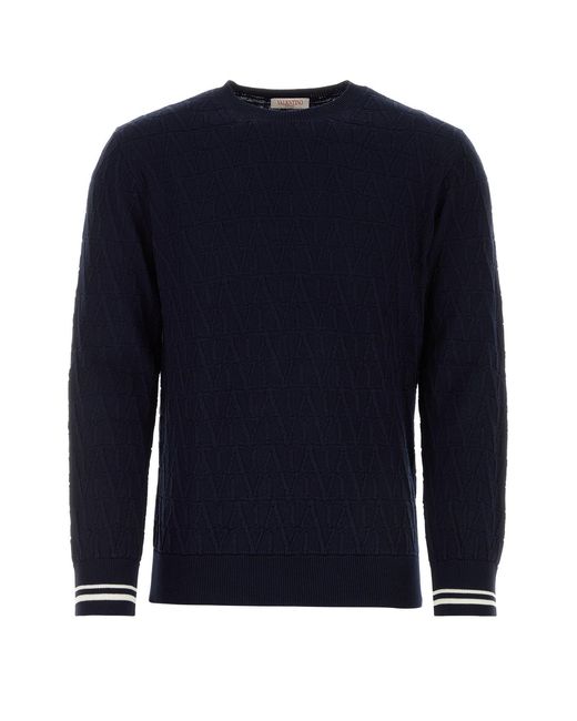 Valentino Garavani Dark Blue Cotton Sweater for men