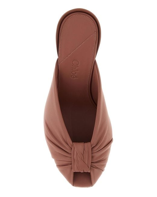 Chloé Brown Dark Pink Leather Suzie Mules