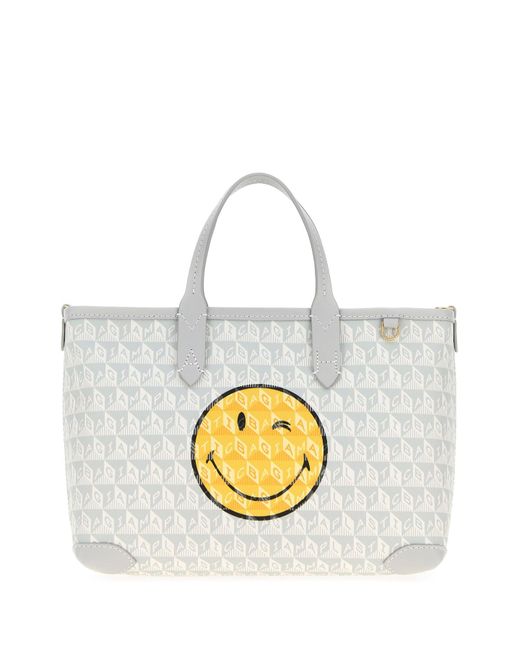 Anya Hindmarch Metallic Printed Canvas Xs I Am A Plastic Bag Handbag