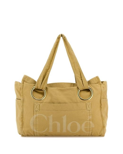 Borsa shopping in tela senape di Chloé in Yellow