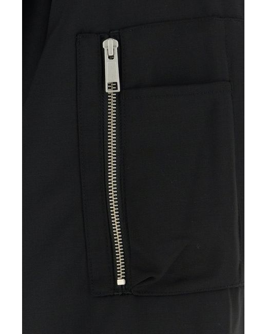 Entire studios Black Stretch Polyester Blend Bomber Jacket