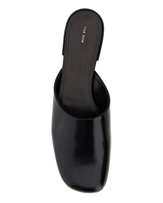 The Row Black Leather Penelope Slippers