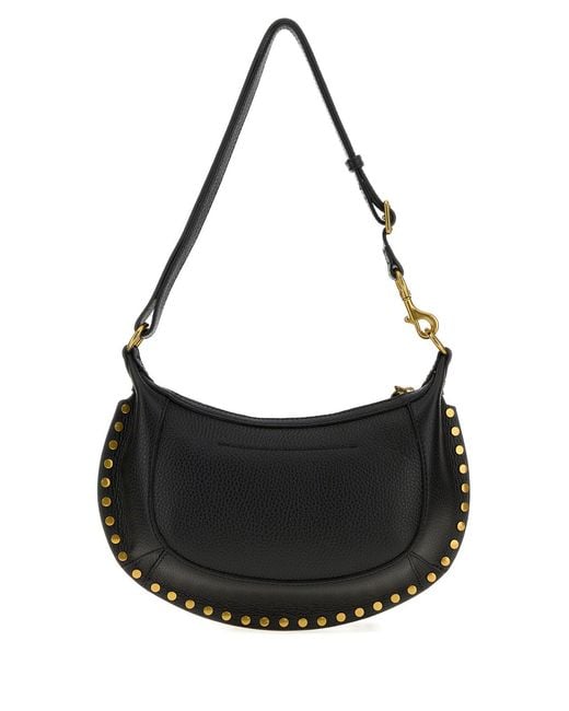 Isabel Marant Black Leather Oskan Moon Crossbody Bag