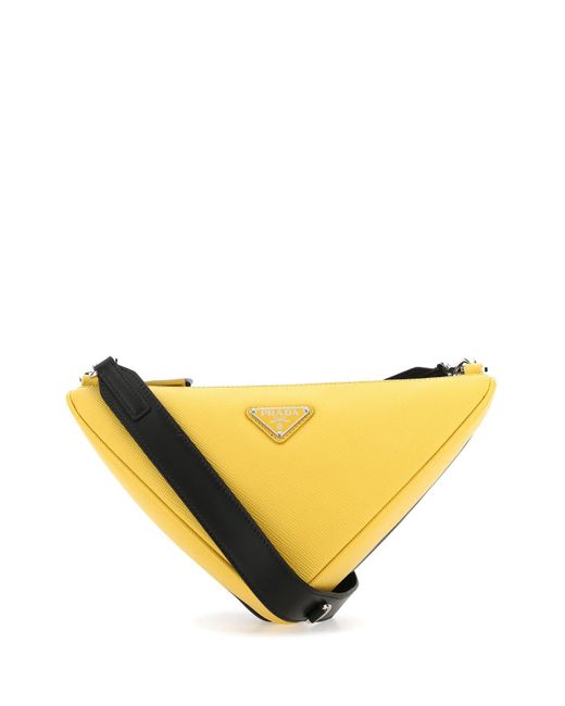Bowling leather crossbody bag Prada Yellow in Leather - 33304726