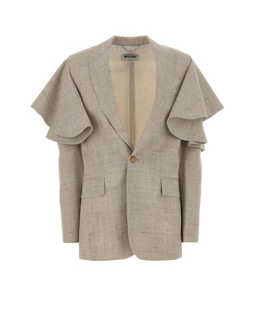 Moschino Natural Textured Notched Lapel Jacket