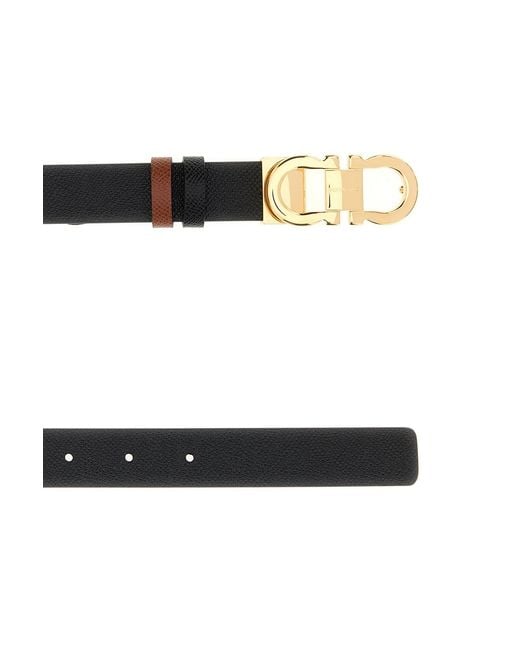 Ferragamo White Black Leather Reversible Belt