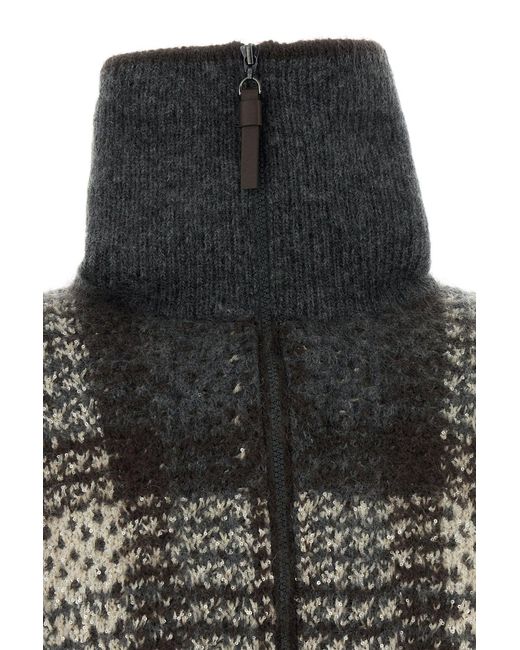 Brunello Cucinelli Black Embroidered Mohair Blend Cardigan