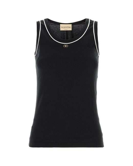 Valentino Garavani Black Cotton Tank Top