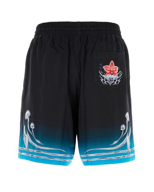Bermuda in raso stampato di Casablanca in Blue da Uomo