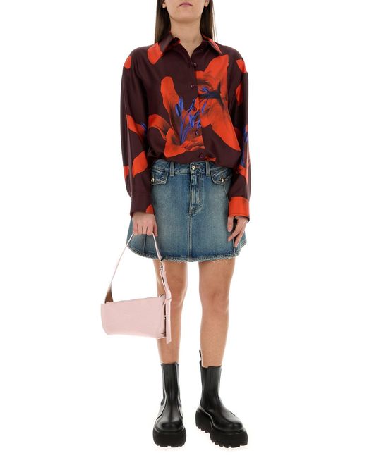 McQueen Blue Stone Washed Miniskirt
