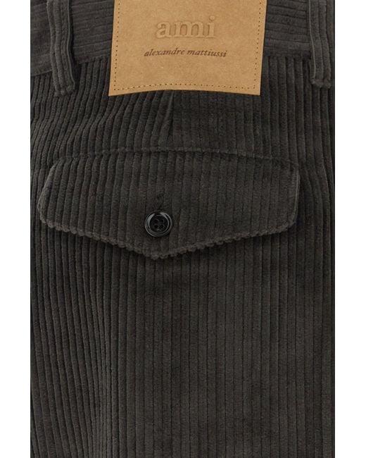 Pantalone in velluto a coste antracite di AMI in Black da Uomo
