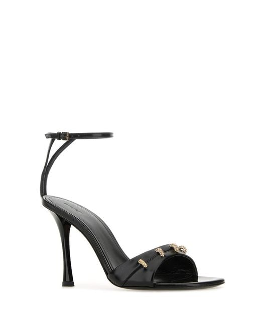 Givenchy Black Leather Stitch Sandals