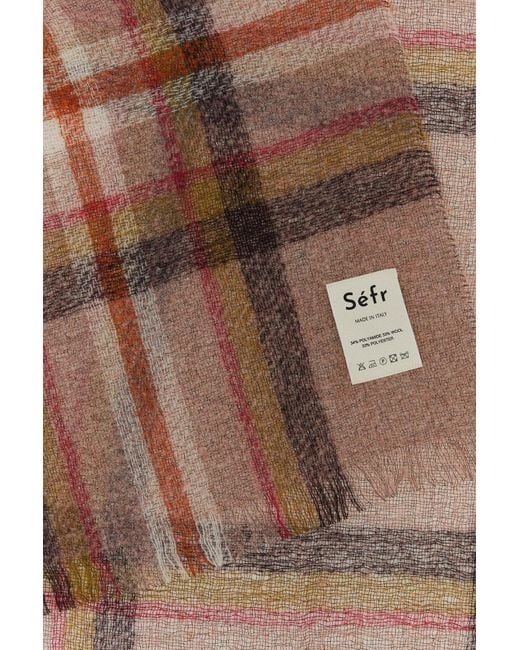 Séfr Brown Embroidered Alpaca Blend Scarf for men