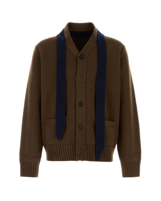 Sacai Brown Wool Cardigan for men