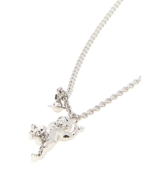 Vivienne Westwood Blue Silver Metal Satyr Necklace